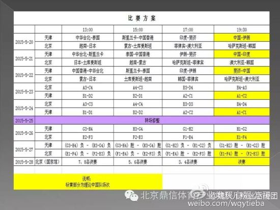 网传的2015年女排亚锦赛赛程安排