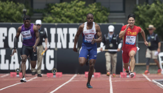 苏炳添在比赛中