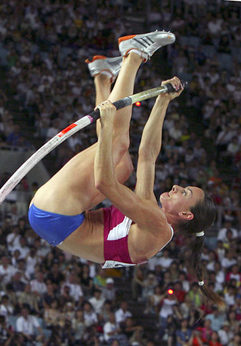 图文田径世锦赛女子撑杆跳决赛女皇伊辛巴耶娃