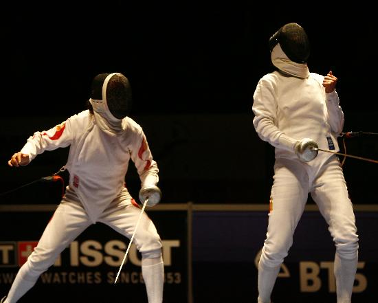 图文-击剑世锦赛李娜重剑摘银 海德曼庆祝得分