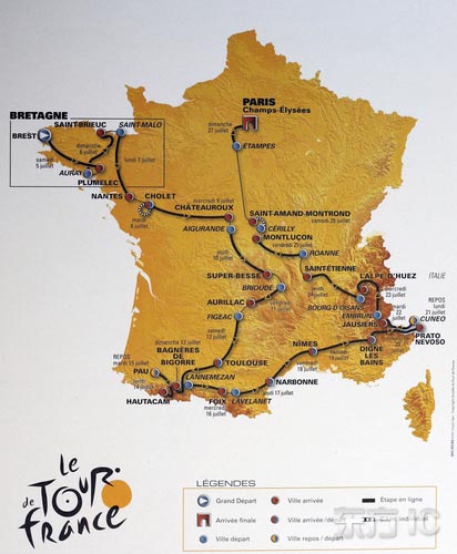 时间10月30日,环法自行车赛组委会在巴黎发布了2008年环法赛路线图