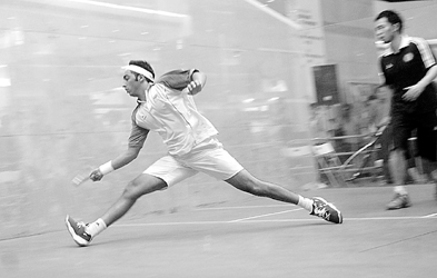 壁球手在比赛中